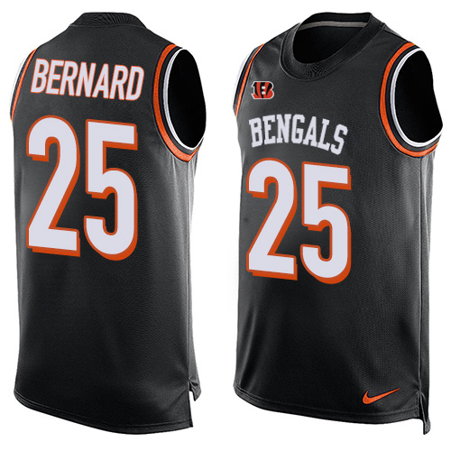 Men's Limited Giovani Bernard Nike Jersey Black - #25 Player Name & Number Tank Top NFL Cincinnati Bengals